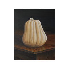 Zucca sul tavolo - olio su tela 40x50 cm.