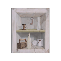 Vecchio scaffale - olio su tela 50x60 cm.