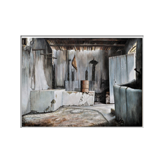 Interno di vecchio casolare (la mangiatoia) - olio su tela 60x80 cm.