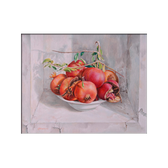 Piatto con melagrane - olio su tela 40x50 cm.