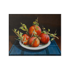 Piatto con melagrane - olio su tela 50x40 cm.