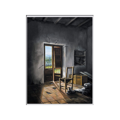 Interno di vecchio casolare (il balcone) - olio su tela 60x80 cm.